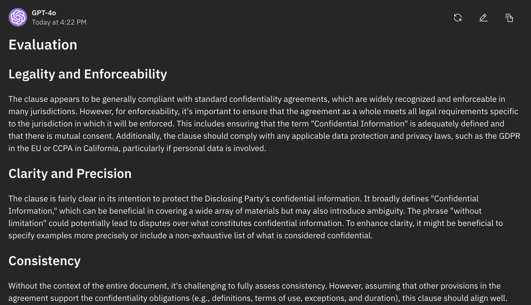 法的契約レビュー出力